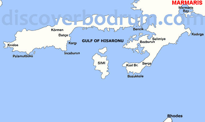 Map of Gulf of Hisaronu, Datca, Marmaris