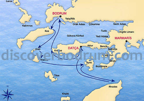 Location de cabine itineraire Bodrum Les Iles Grecques Dodecanese Sud